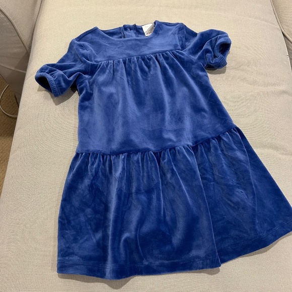 Hanna Andersson Recycled Royal Blue Velour Twirl Dress with Stretch 3T - Picture 3 of 13